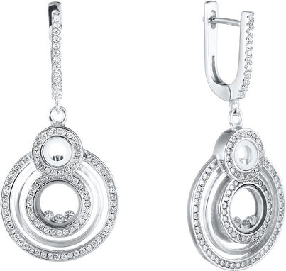 

Серьги женские из серебра Джей Ви CR1531, стекло/фианит, CR1531