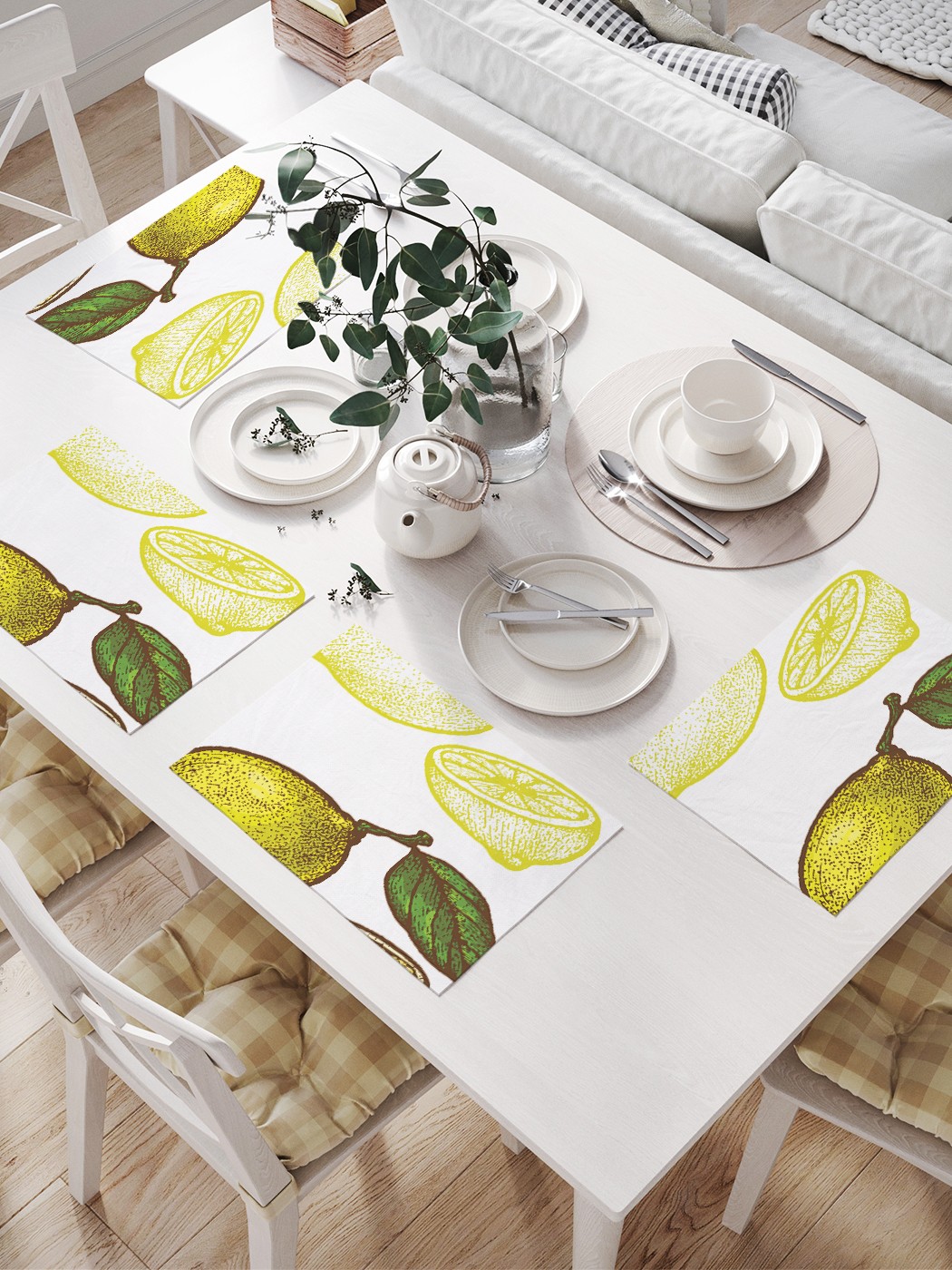 фото Комплект салфеток joyarty "иллюстрация лимона" для сервировки стола (32х46 см, 4 шт.)