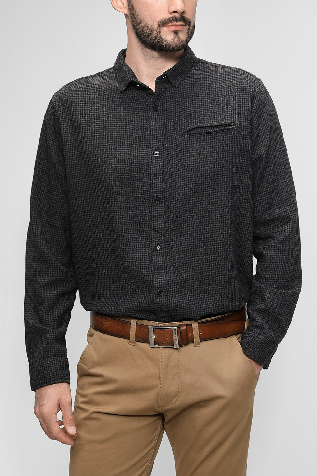 

Рубашка мужская Esprit 111EE2F304 серая 2XL, 111EE2F304