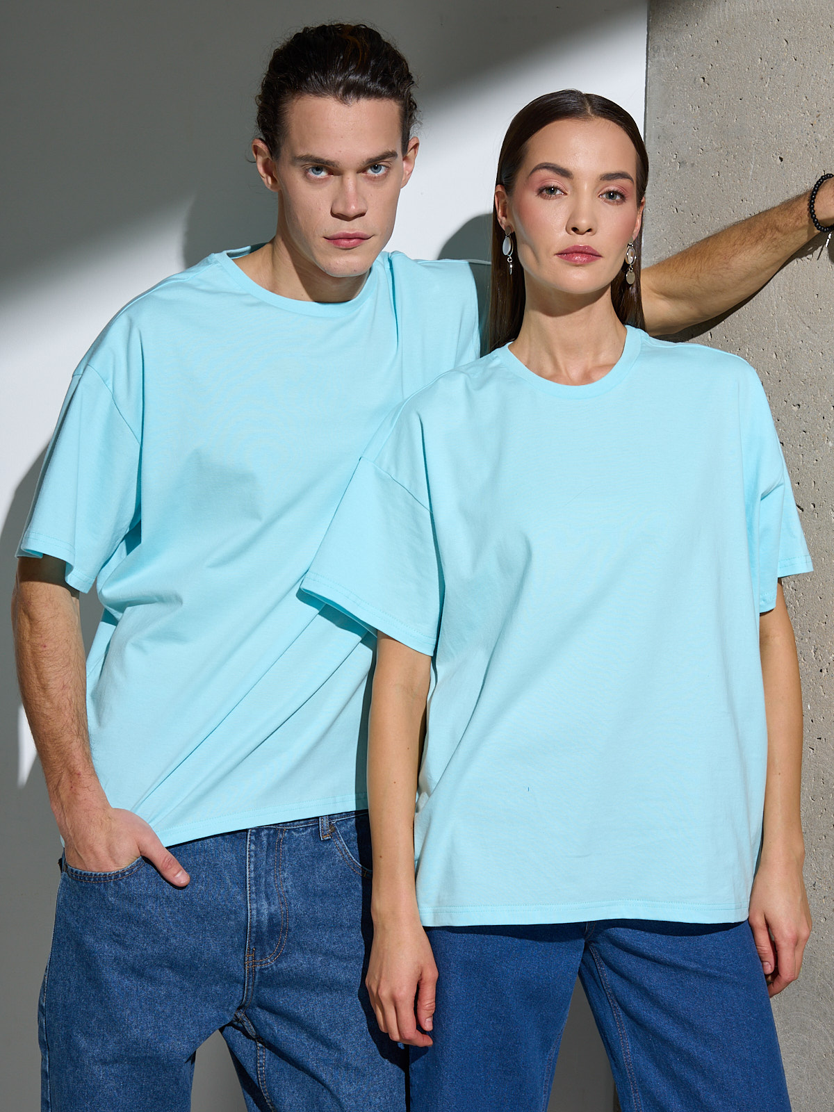 Футболка унисекс Uzcotton Оверсайз голубая M