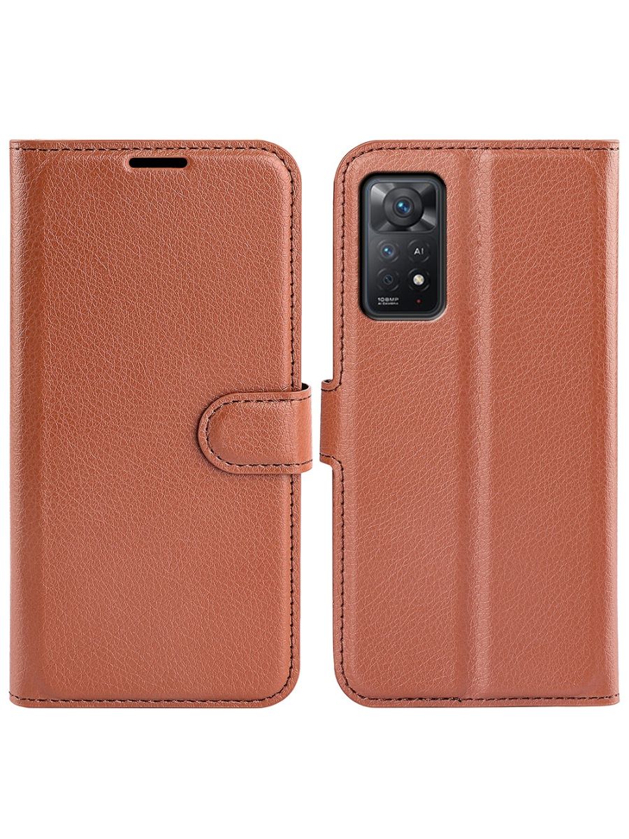 

Brodef Wallet Чехол книжка кошелек для Xiaomi Redmi Note 11 Pro коричневый