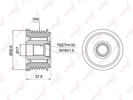 

Шкив генератора LYNXauto PA1003