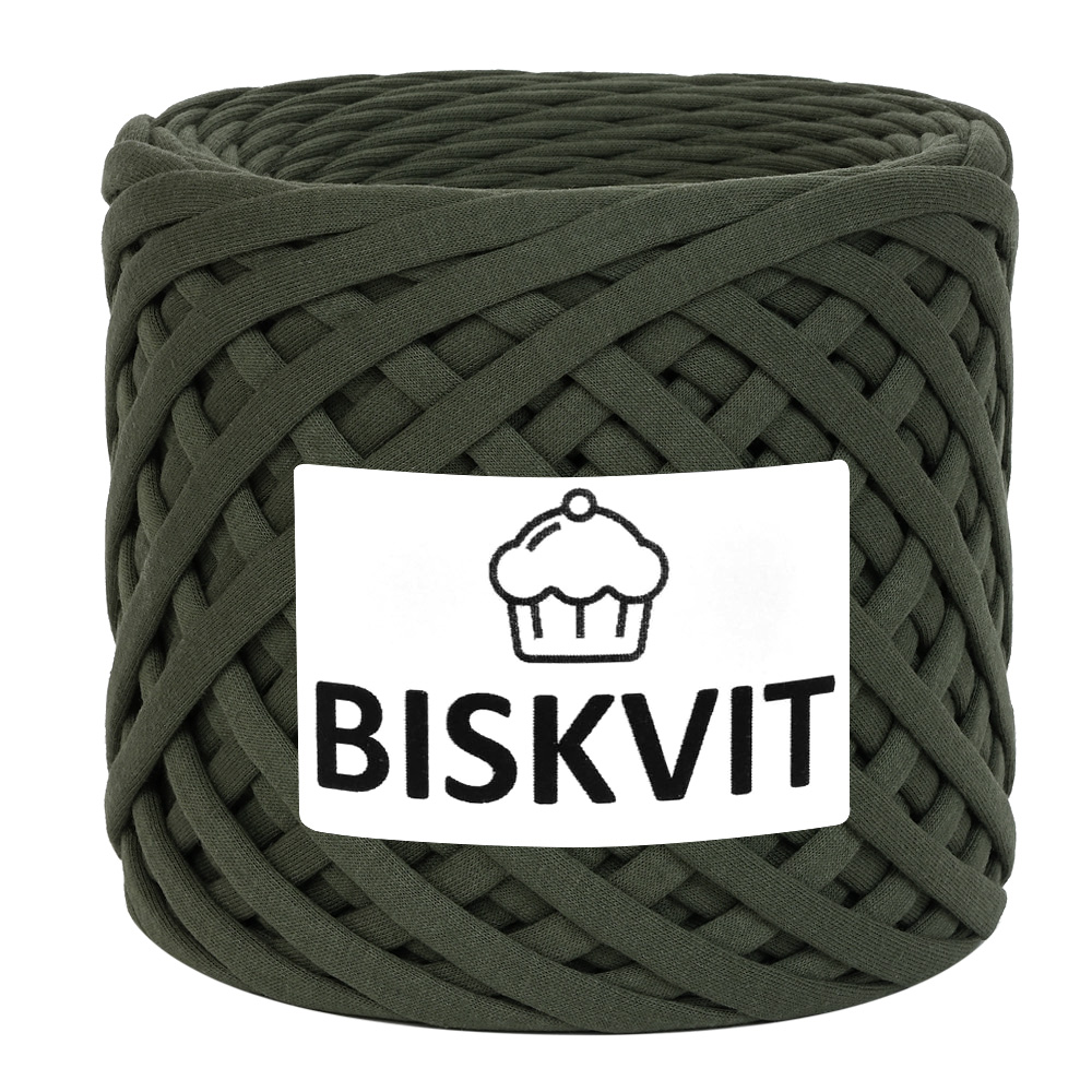 

Трикотажная пряжа для вязания BISKVIT Тёмно-зелёный, 100% хлопок, 7-9мм, 100м, Зеленый, BISKVIT
