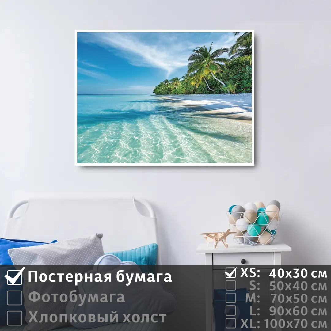 

Постер на стену ПолиЦентр Пальмы на берегу моря 40х30 см, ПальмыНаБерегуМоря