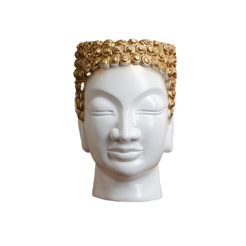 фото Кашпо "будда", белое золото, 21х16х14 см, 0.4 л sima-land
