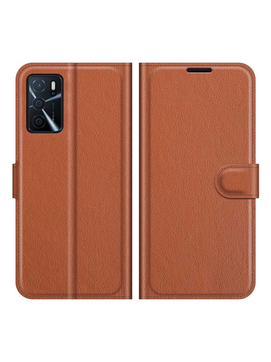 

Brodef Wallet Чехол книжка кошелек для Oppo A16 коричневый