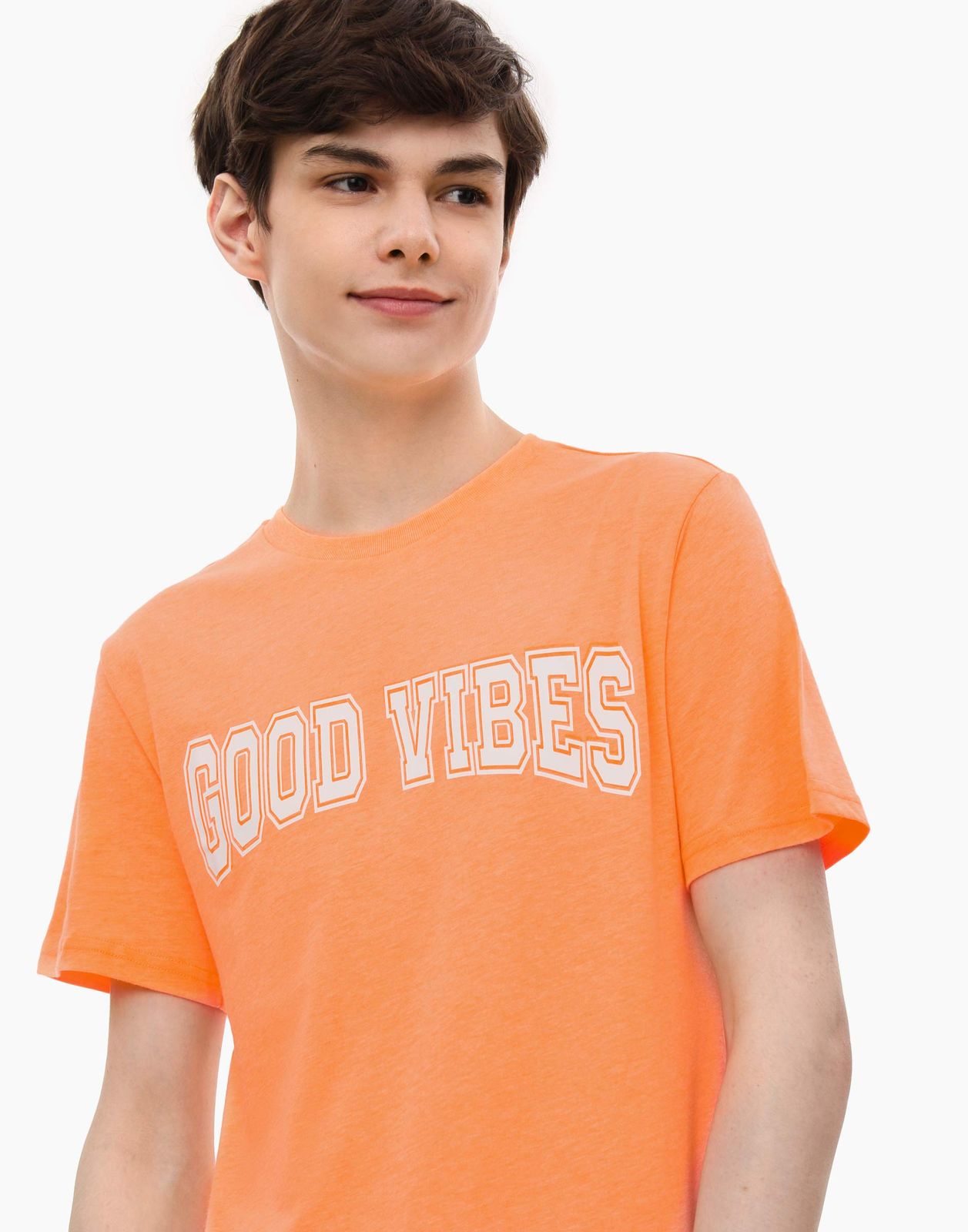 Футболка Standard с вышивкой Good Vibes для мальчика BKT014055 цв. оранжевый р.152
