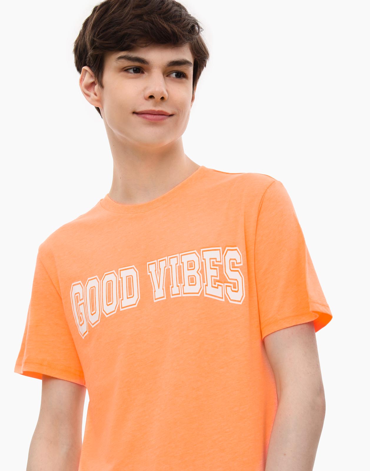Футболка Standard с вышивкой Good Vibes для мальчика BKT014055 цв. оранжевый р.116