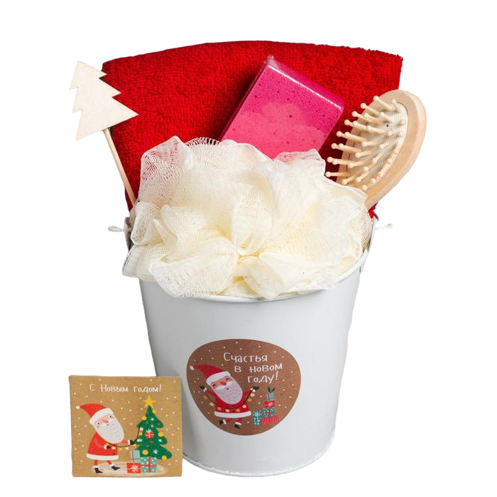 

Подарочный набор новогодний Этель "С Новым годом" полотенце и акс, Красный