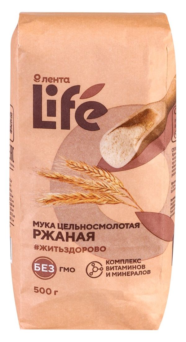 Мука Лента Life ржаная хлебопекарная 500 г