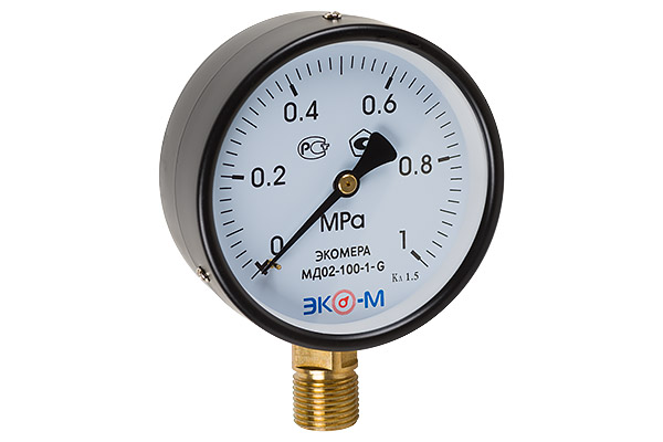 Манометр ЭКО-М Экомера МД02-100 мм 0..1 МПа G1\2 (Эконом) МД02-100-G-1МПа-ЭИ