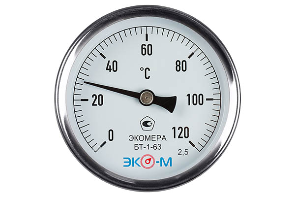 Биметаллический термометр ЭКО-М ЭКОМЕРА БТ-1-63, 0-120C, L=60 БТ-1-63-120С-L60