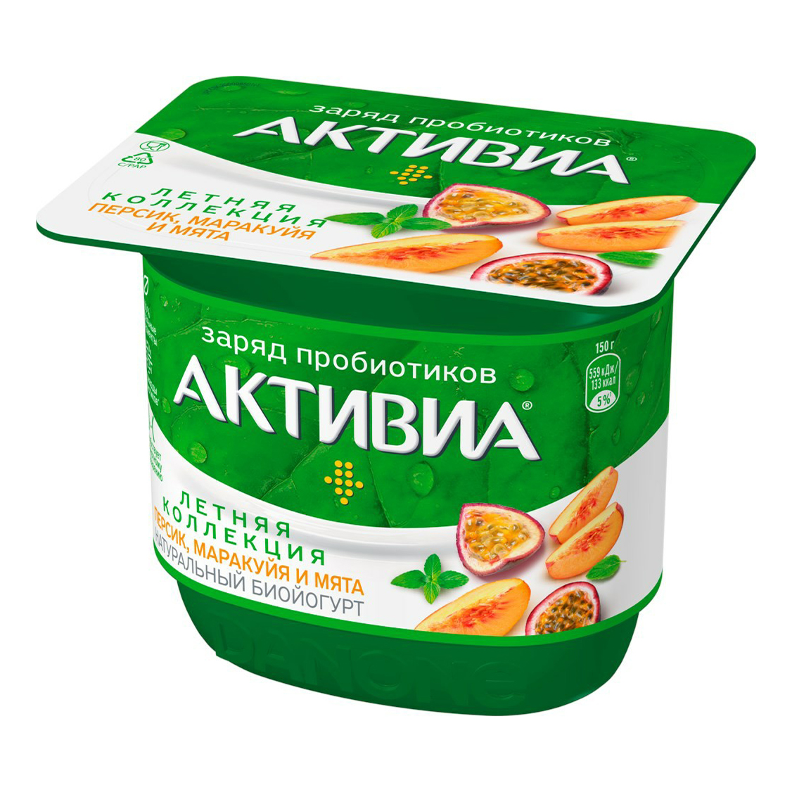 

Биойогурт Активиа Персик-маракуйя-мята 2,9% бзмж 150 г