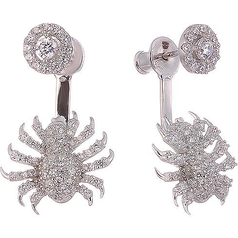 

Серьги джекеты из серебра Джей Ви YC0047E, фианит, YC0047E