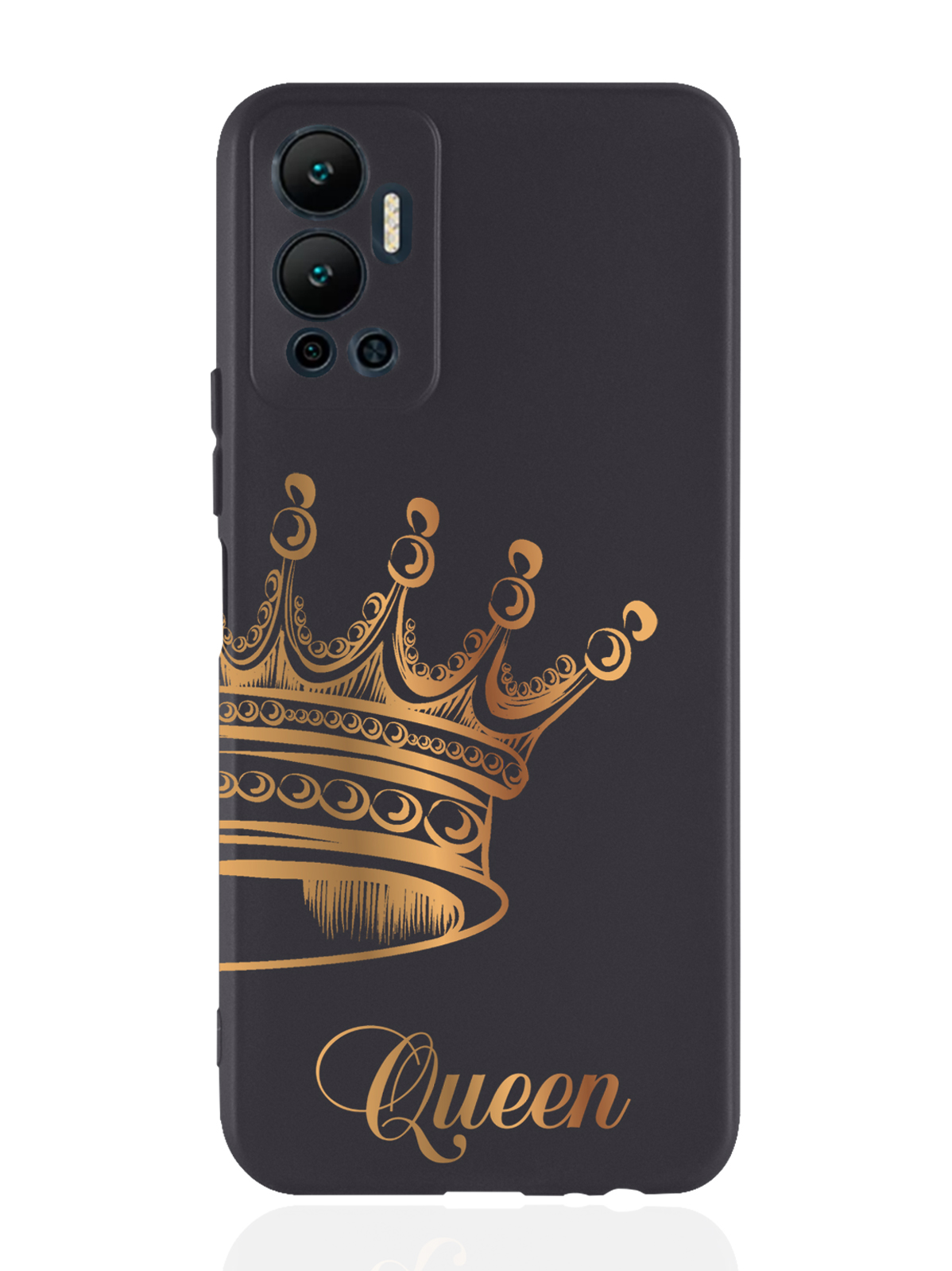 

Чехол MustHaveCase для Infinix Hot 12 (2022) Парный чехол корона Queen черный, Черный;золотистый