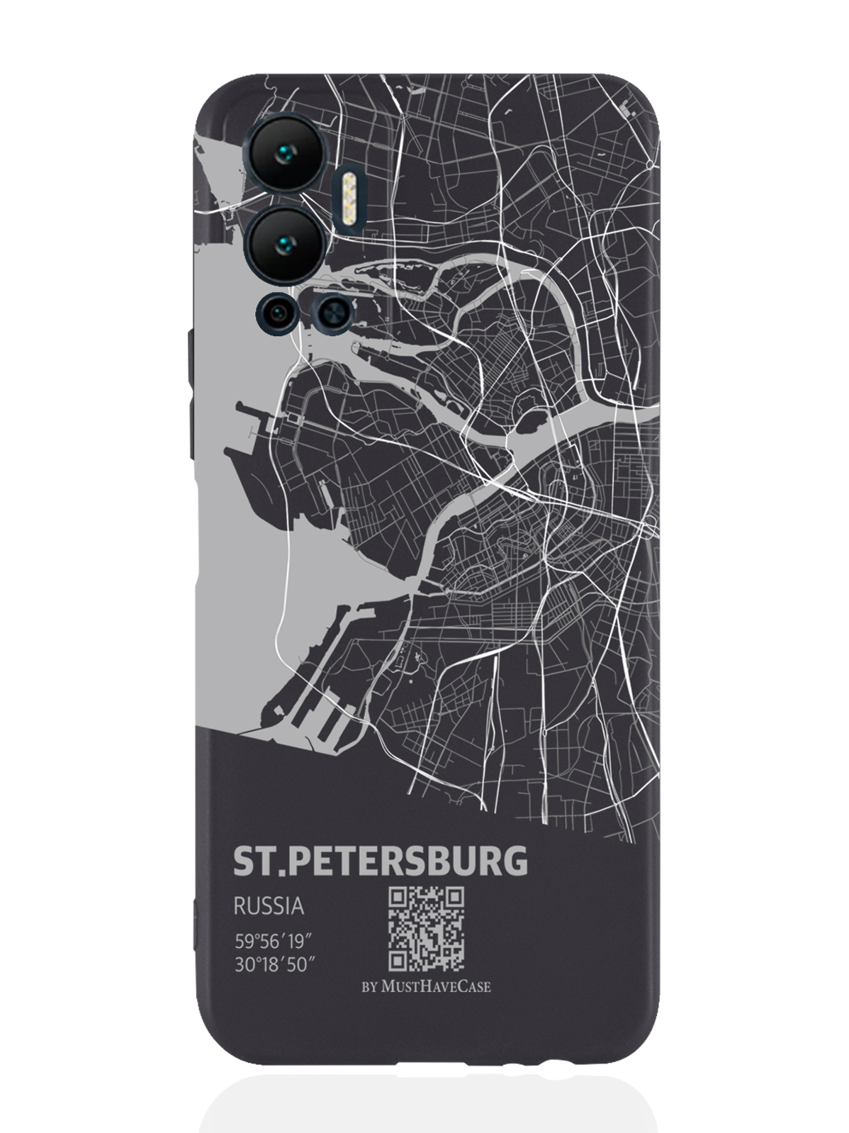 

Чехол MustHaveCase для Infinix Hot 12 (2022) Карта Санкт-Петербурга черный, Серый;черный