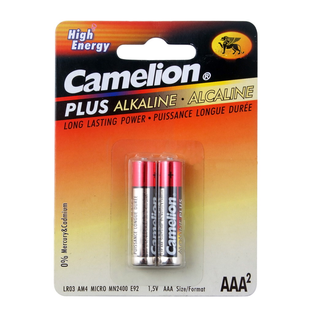 Батарейка AAA LR03 1.5V блистер (2шт.) Alkaline Plus CAMELION C-LR03P(2)бл батарейка aa hr6 1 2v аккумулятор ni mh 2300mah блистер 2шт camelion c 230aakcбл