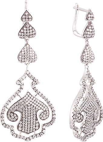 

Серьги женские из серебра Джей Ви TE5493, фианит, TE5493