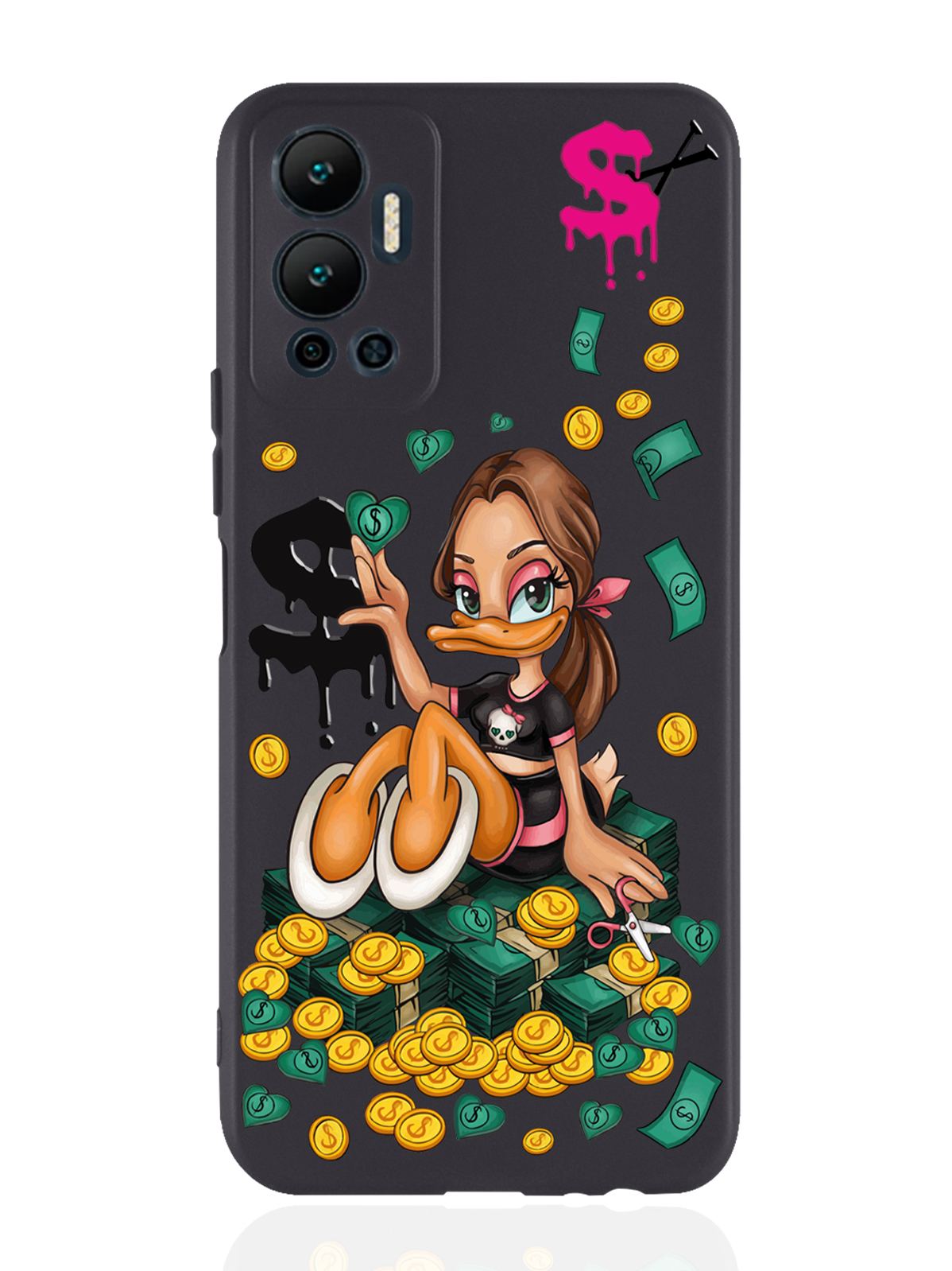 

Чехол MustHaveCase для Infinix Hot 12 (2022) Уточка Девочка черный, Черный;желтый;зеленый