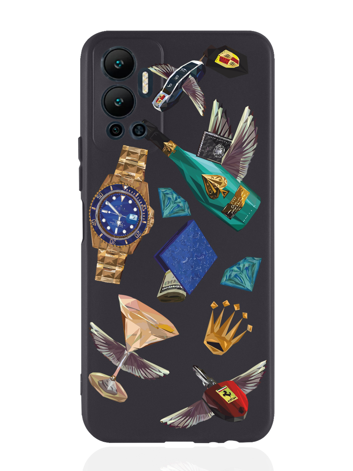 

Чехол MustHaveCase для Infinix Hot 12 (2022) Luxury lifestyle черный, Разноцветный