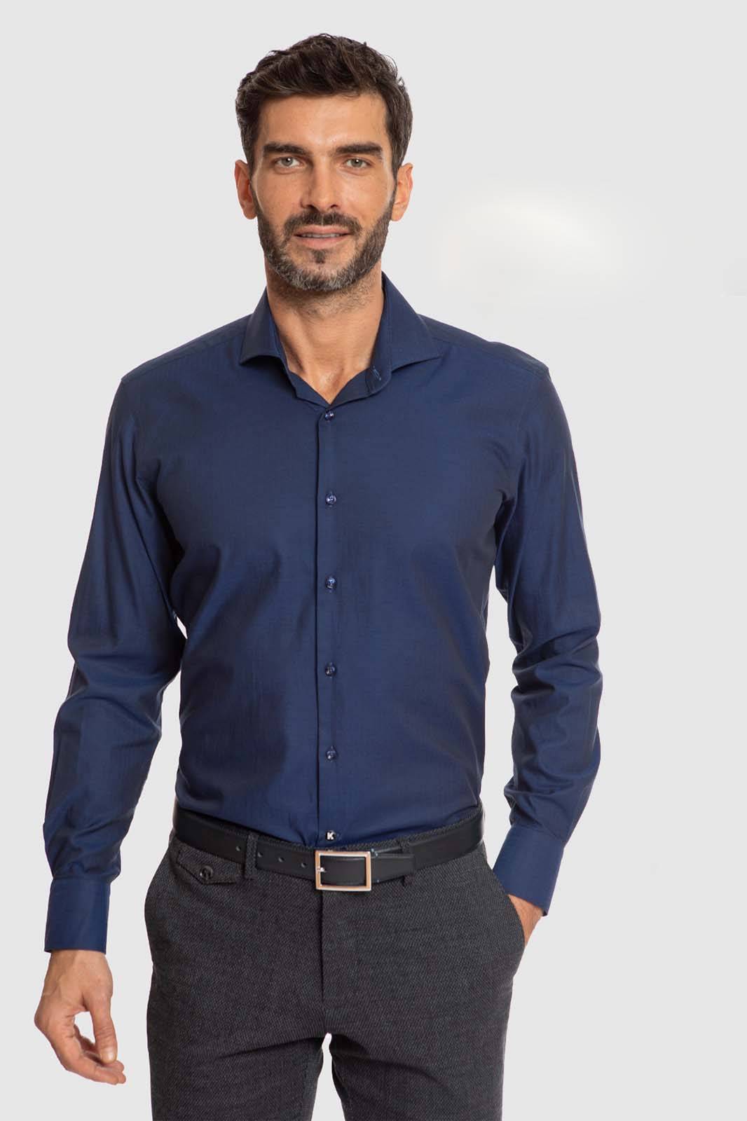 

Рубашка мужская Kanzler 110017W04S093 синяя 44, 110017W04S093