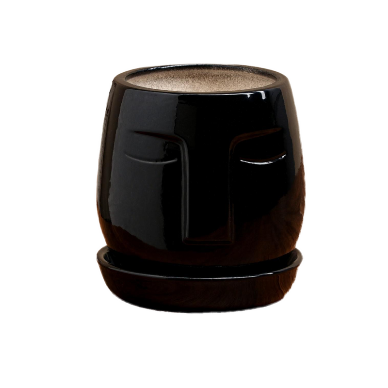 

Горшок для цветов "Спящий", глянец, черный, керамика, 1.2 л