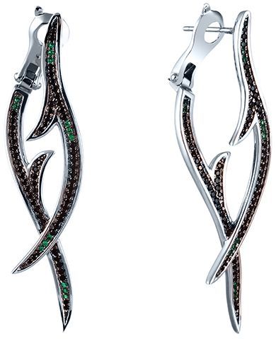 

Серьги женские из серебра Джей Ви SR-B02277BA, фианит, SR-B02277BA