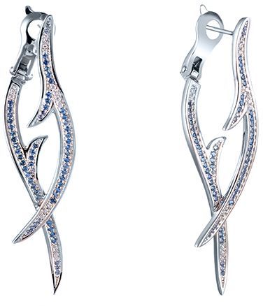 

Серьги женские из серебра Джей Ви SS-B0858EC, фианит, SS-B0858EC