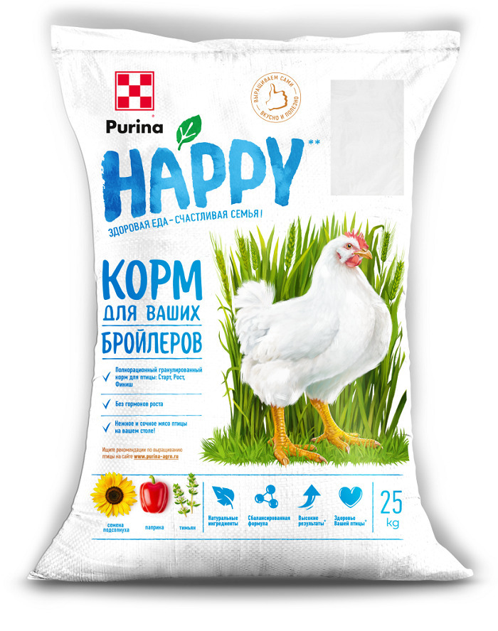 Корм для бройлеров Purina HAPPY Финиш, 25 кг