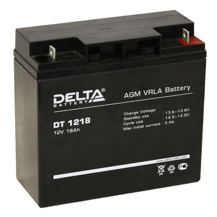 

Аккумуляторная батарея Delta 18 Ач 12 Вольт DT1218