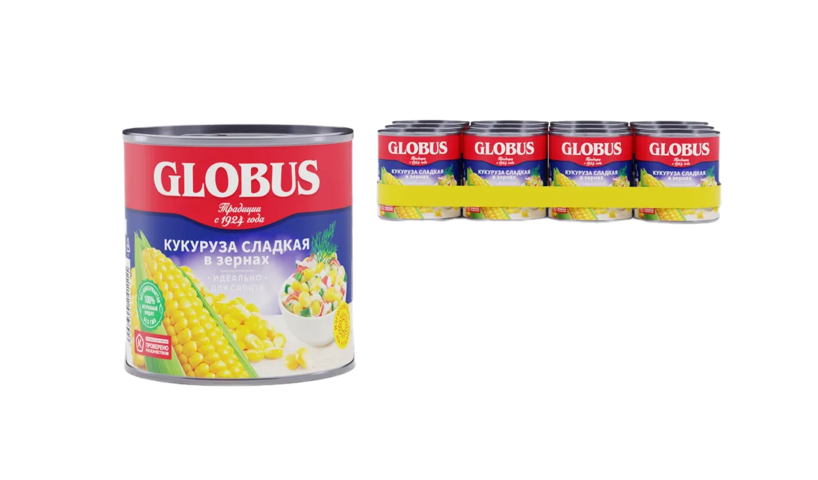 

Кукуруза Globus сладкая в зёрнах 12x400 г