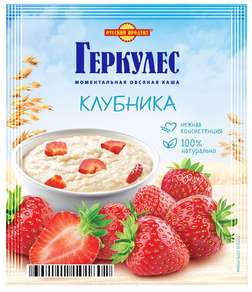 Каша овсяная Русский продукт Геркулес моментальная, с клубникой, 35 г