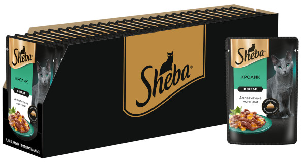 

Влажный корм для кошек Sheba с кроликом в желе, 28шт по 75г