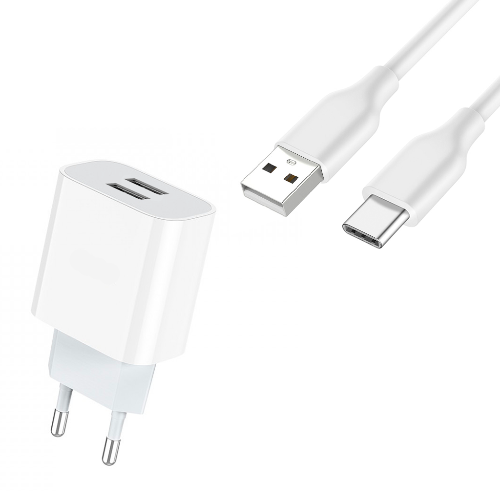 

ВелаСат Блок питания сетевой 2 USB 5V/2.4A кабель USB- Type-C 1m, Белый, Блок питания сетевой 2 USB 5V/2.4A кабель USB- Type-C 1m