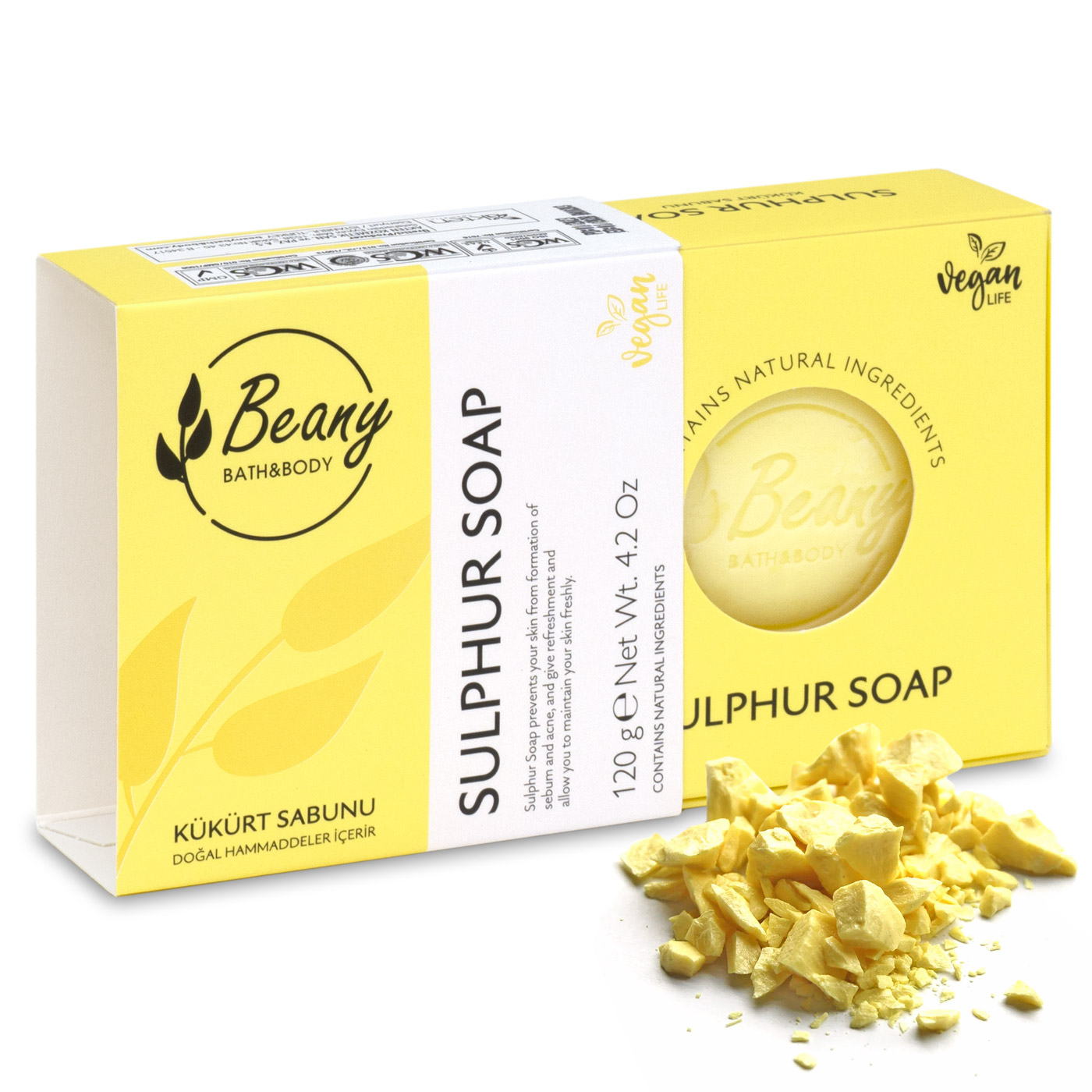 Мыло Beany твердое натуральное турецкое Sulphur Soap серное azetabio мыло натуральное твердое манго цитрус 100
