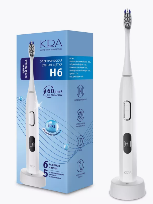 

Электрическая зубная щетка KDA H6 белый, H6