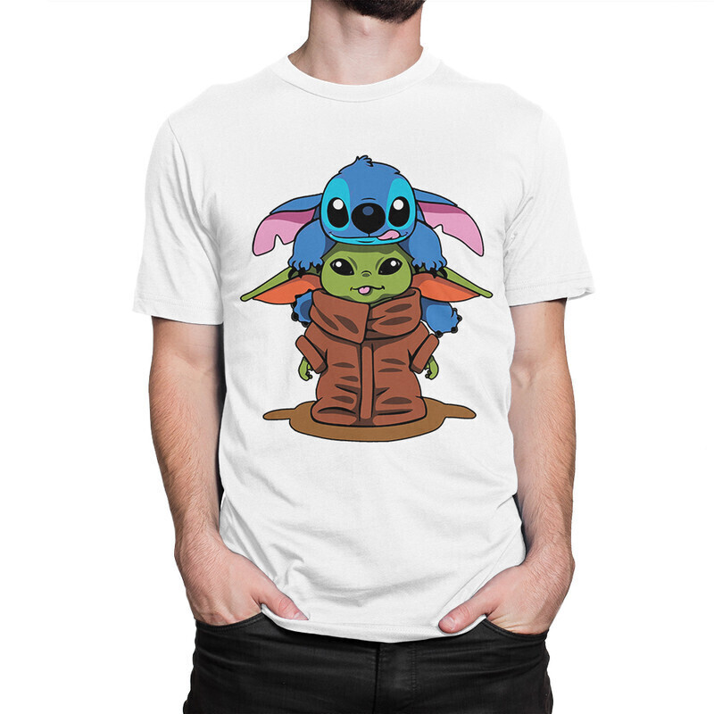 

Футболка мужская Dream Shirts Стич и Йода 10007052 белая XL, Стич и Йода 10007052
