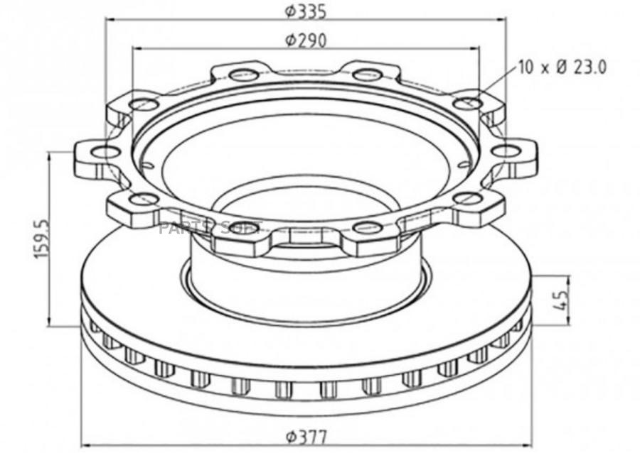 Диск Тормозной (377/290X45/160 10N С Abs) PE Automotive 04637300a