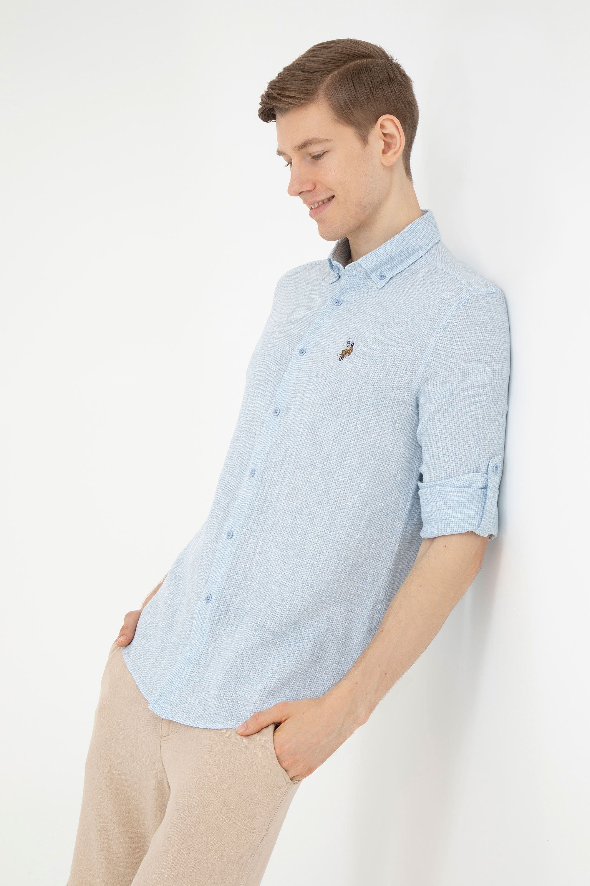 

Рубашка мужская U.S. POLO Assn. G081SZ0040PAJA голубая XL, Голубой, G081SZ0040PAJA