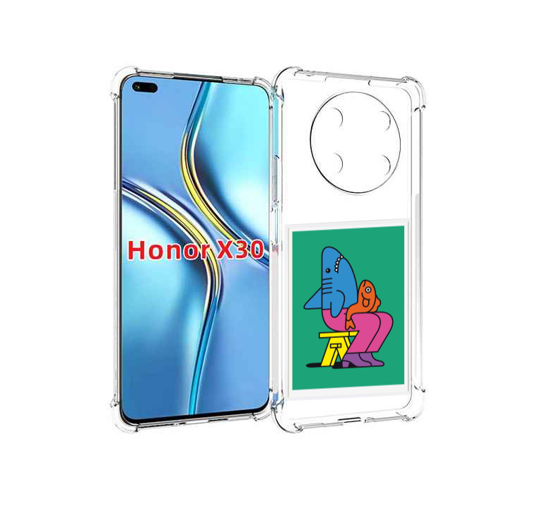 Чехол MyPads акула синяя в штанах для Honor X30 / Magic4 Lite 5G