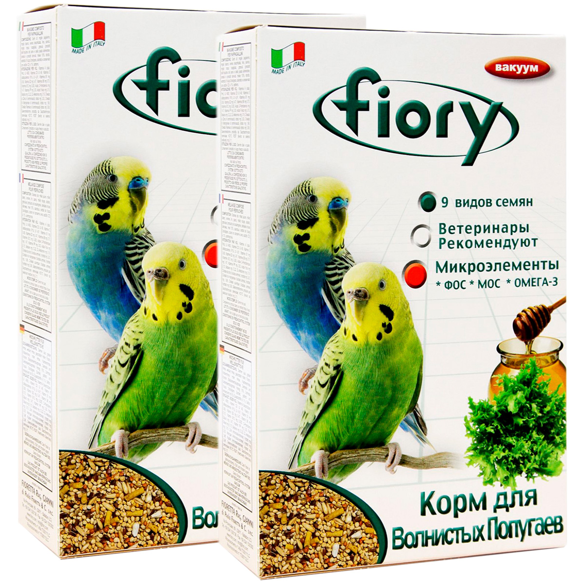 Сухой корм для волнистых попугаев поFIORY PAPPAGALLINI, 2 шт по 1 кг