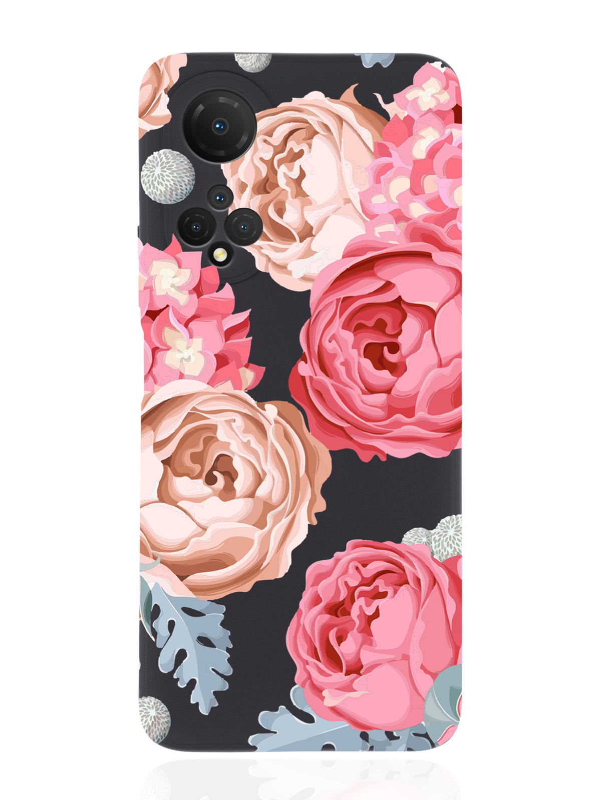 

Чехол MustHaveCase для Honor X7 Пионы черный, Розовый