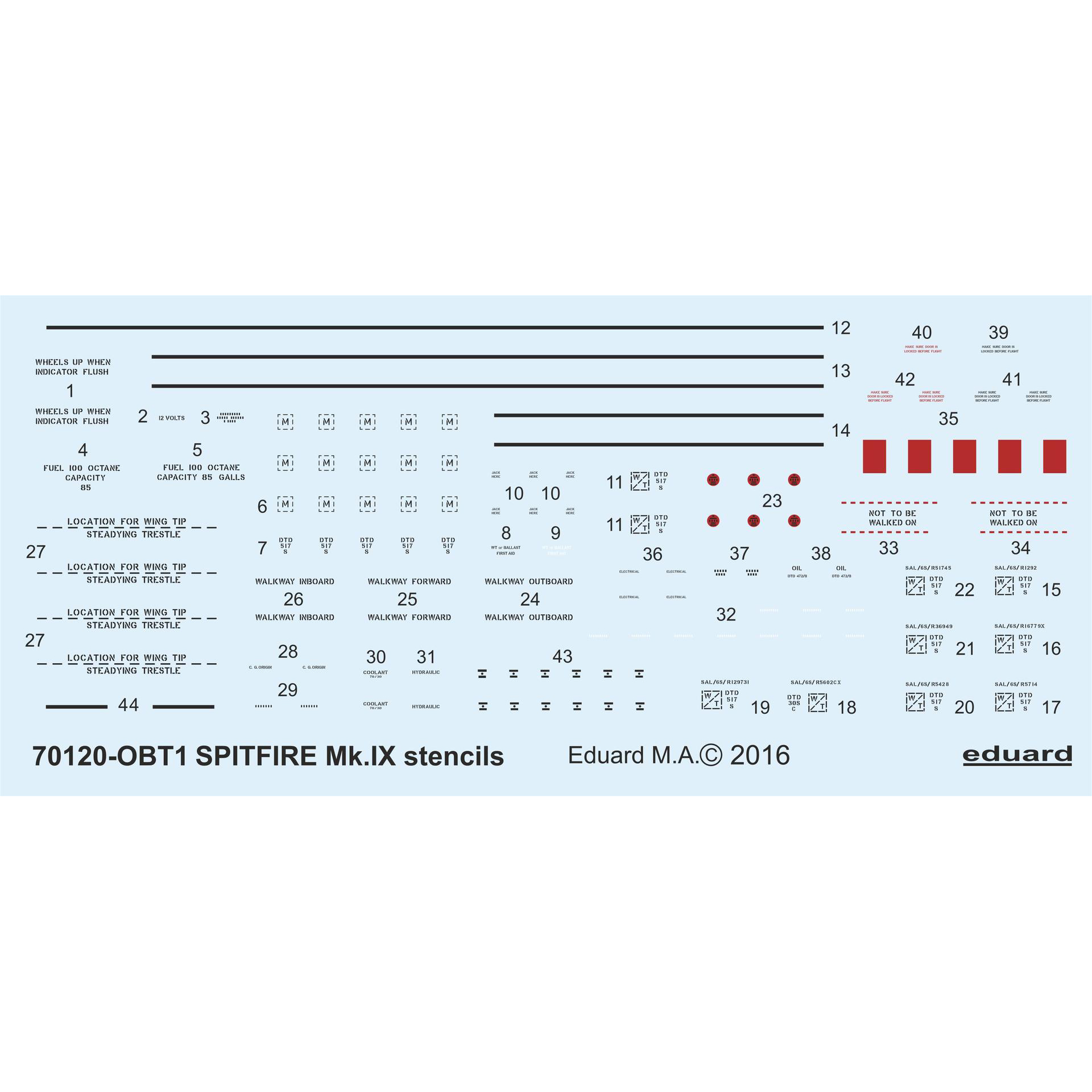 

Декаль Eduard Spitfire Mk.IX stencils D72008 1/72, Цветной