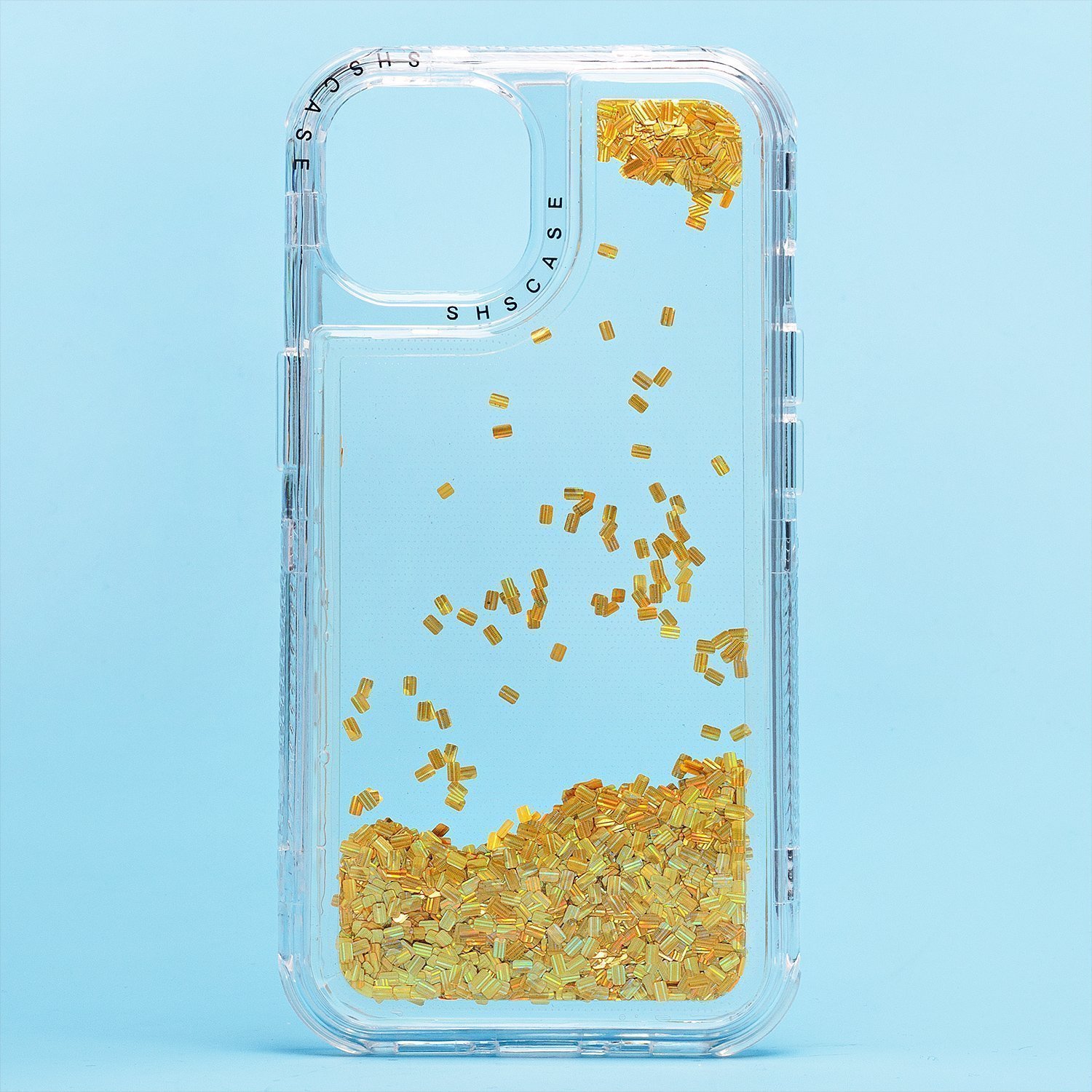 

Чехол для iPhone 14 силиконовый с блестками 4 желтый