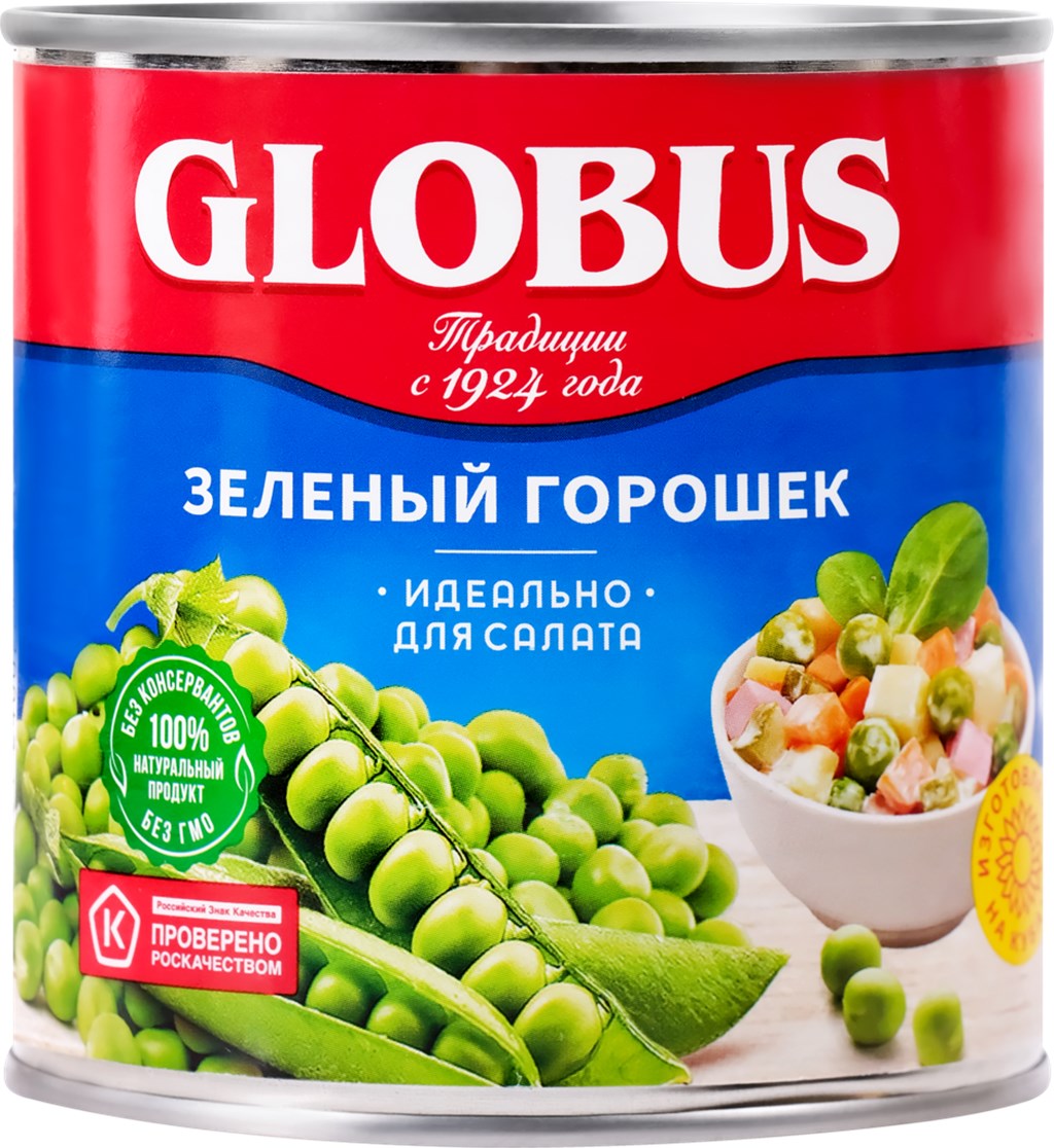 

Горошек Globus зелёный, 12x400 г
