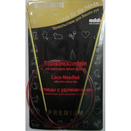 

Спицы д/вязания Addi круговые позолоч с удлиненным кончиком, 2,5 мм, 60 см 755-7/2.5-60, С удлиненным кончиком