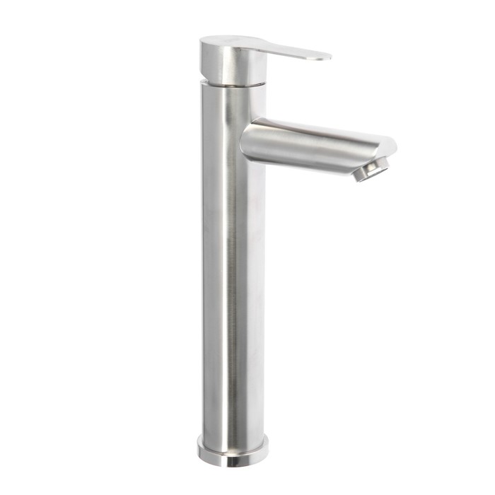 

Смеситель для раковины ZEIN ZS 20104, картридж керамика 35 мм, высокий, нерж. сталь, сатин, Серебристый