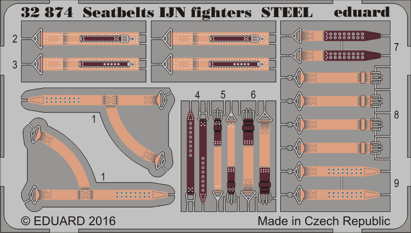 

Фототравление Eduard 32874 ремни безопасности IJN fighters Steel 1/32, Цветной