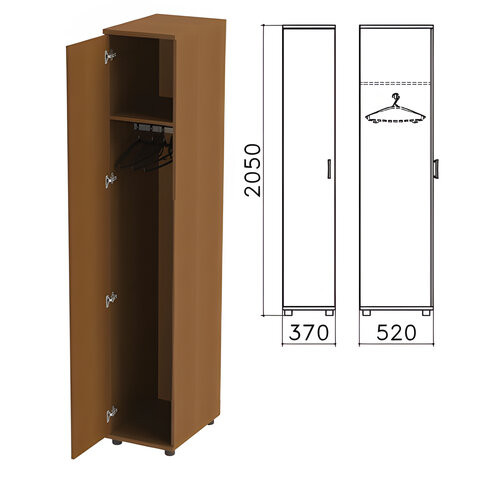 фото Шкаф для одежды "монолит", 370х520х2050 мм, цвет орех гварнери, шм52.3