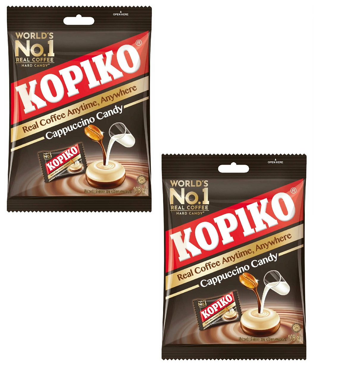 Конфеты Kopiko кофейные Cappuccino Candy, леденцы, 108 г х 2 шт